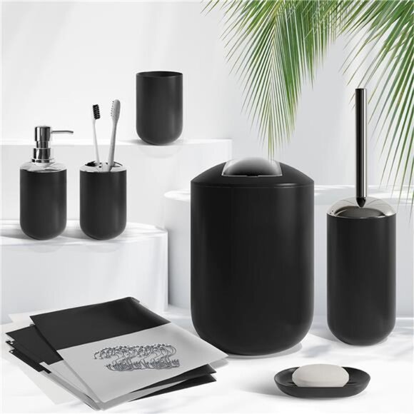 20 Piece Bathroom Accessories Set, Black Bathroom Decor Set - Picture 5 of 7